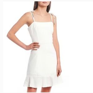 Gianni Bini L White Spaghettini’s Strap Square Neck Sleeveless 100% Cotton Dress